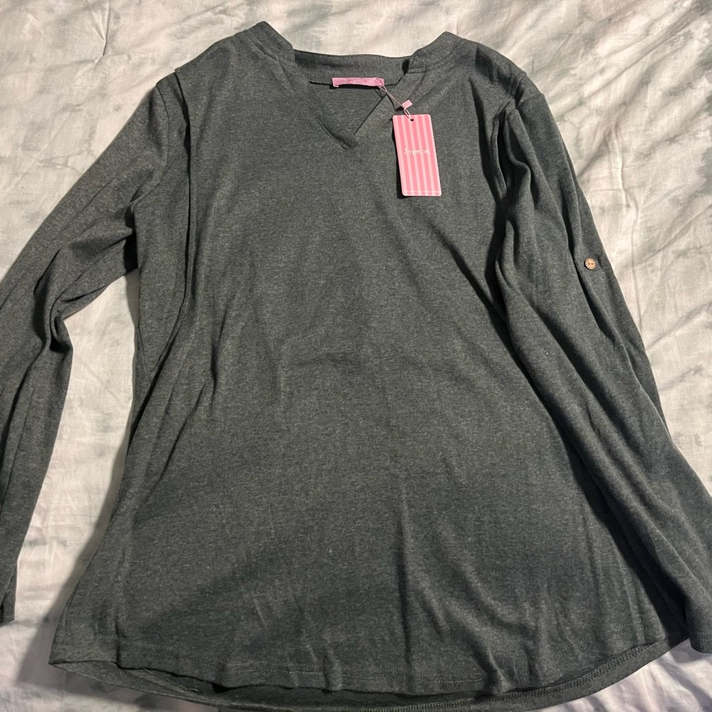 NWT Joymom 3/4 Rolled Sleeve Nursing Top for Breastfeeding 2XL in green color